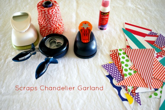 Step 1-c, scraps chandelier garland