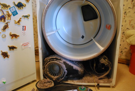 Regularly clean out the interior of your dryer and prevent house fires. Via Pancakesandfrenchfries.com